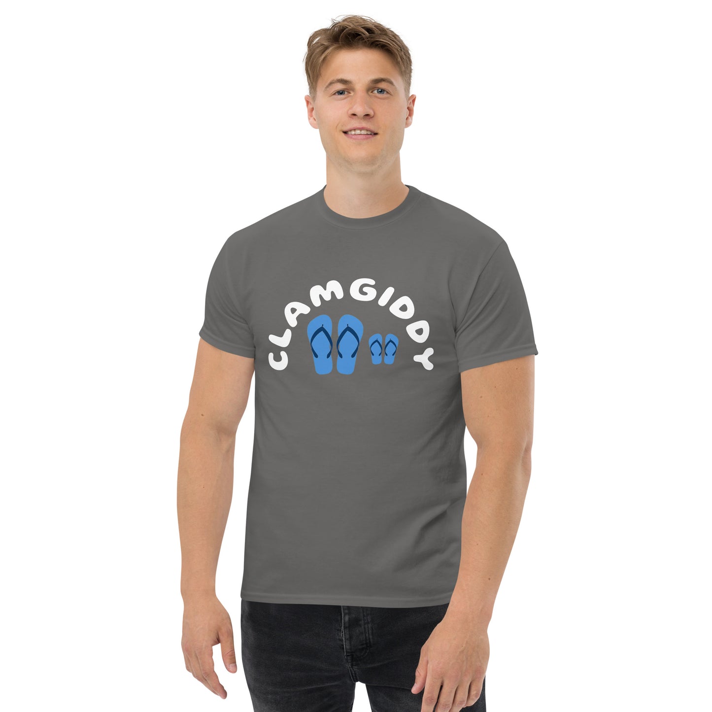 DAD AND SON BEACH DAY FROM CLAMGIDDY Men's classic tee