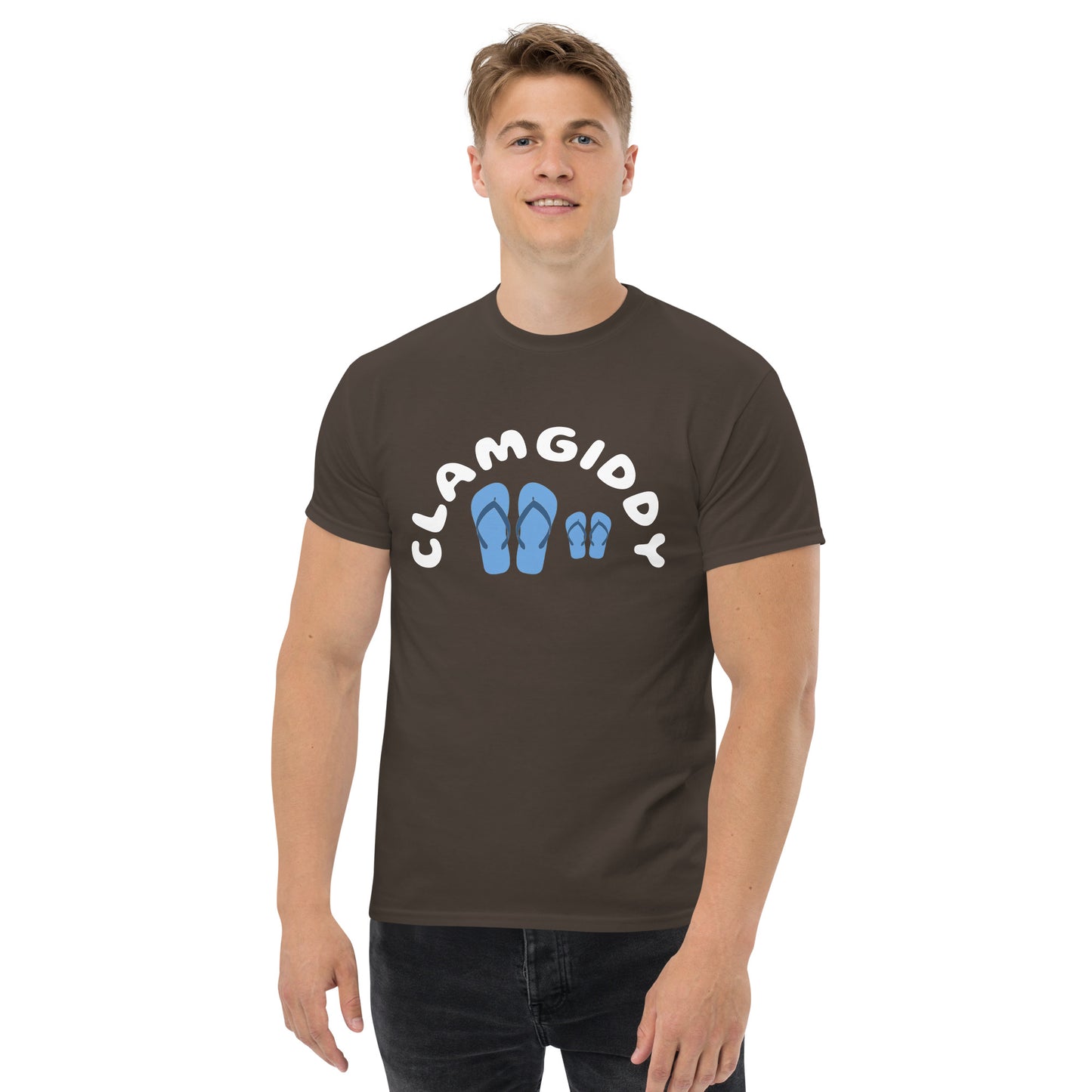 DAD AND SON BEACH DAY FROM CLAMGIDDY Men's classic tee